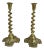 English Brass Twisted Candlesticks - a Pair For Sale