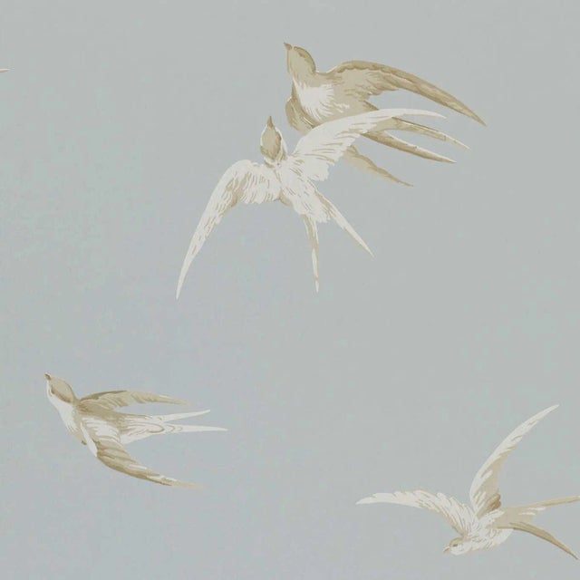 Sanderson Swallows Wallpaper in Silver For Sale