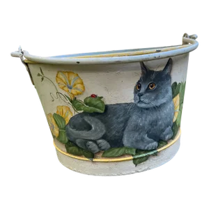 Antique Late 19th Century English Metal Ash Bucket
