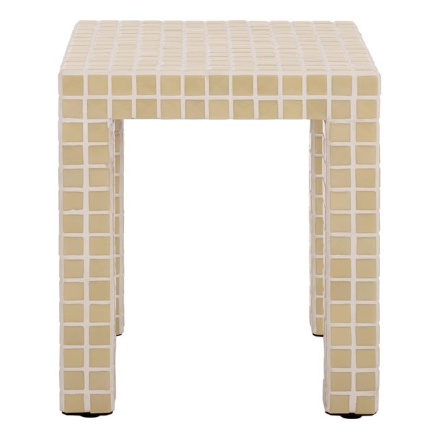Hotaru Tile Accent Table in Cream For Sale