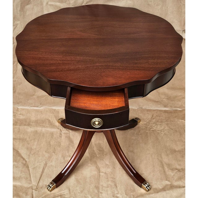 English Georgian Style Mahogany Pedestal Drum Center Table For Sale - Image 4 of 8