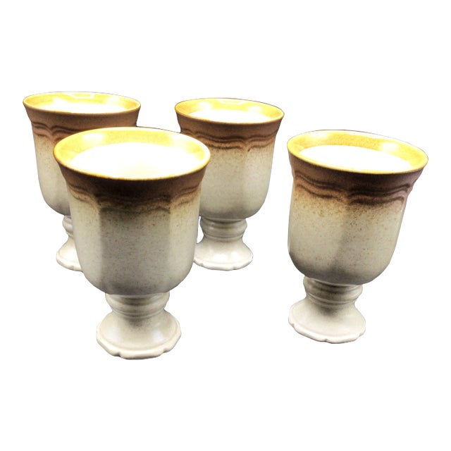 Mikasa Whole Wheat Pattern Stoneware Goblets for Hot or Cold Liquids - Set of 4 For Sale