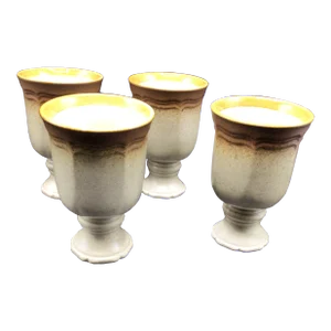 Mikasa Whole Wheat Pattern Stoneware Goblets for Hot or Cold Liquids - Set of 4