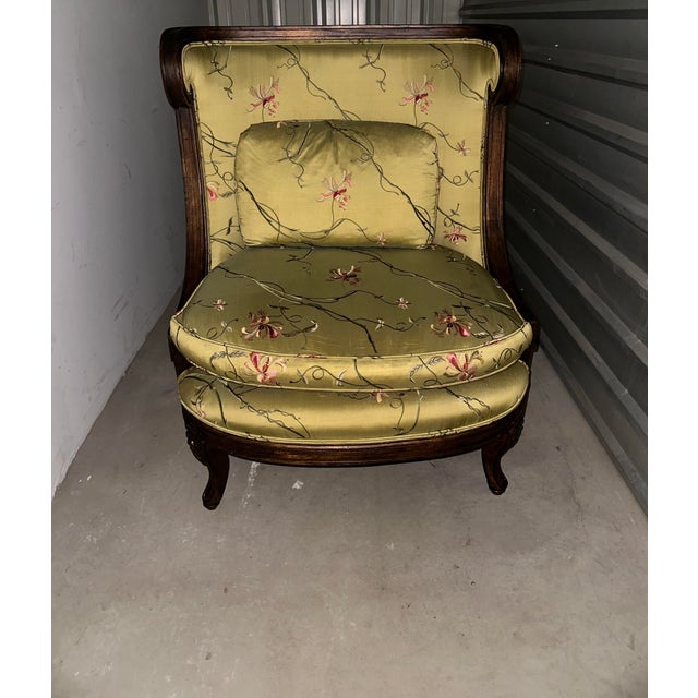 An impressive, high-end vintage unmarked Alexander & Mary oversize barrel-back lounge club chair, crafted in collaboration...