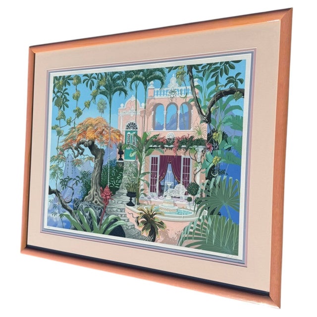 Hollywood Regency 1980s John Kiraly Signed & Numbered "Poinciana Palace" Limited Edition Print For Sale - Image 3 of 14