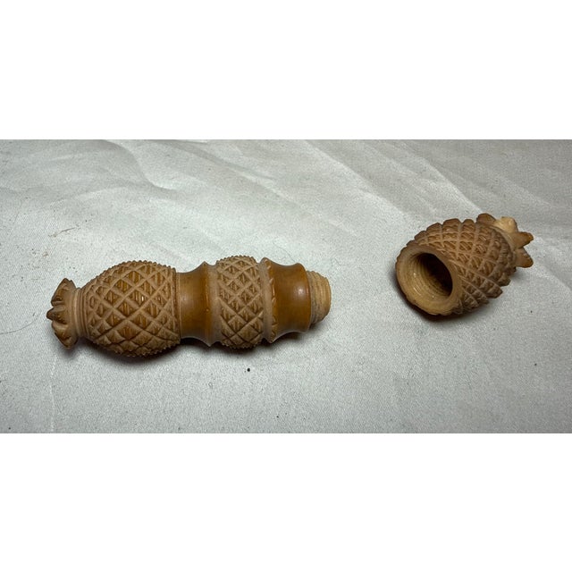 Antique Elaborate 19th-Century Sewing Needle Case Hand Carved Coquilla Nut Box For Sale - Image 4 of 7