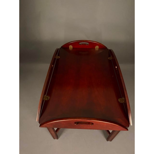 Vintage English Mahogany Butler’s Drop-Leaf Tray Coffee Table With Brass Hinges For Sale In Indianapolis - Image 6 of 18