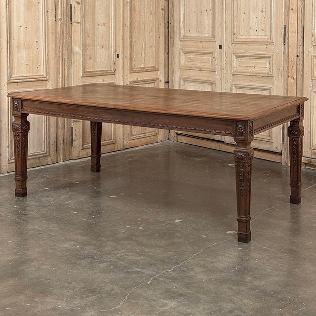 Wood French Louis XVI Style Walnut Dining Table With Parquetry Top For Sale - Image 7 of 18