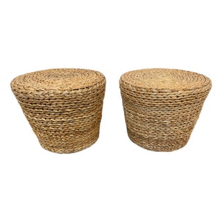 Contemporary Woven Side Tables, a Pair For Sale