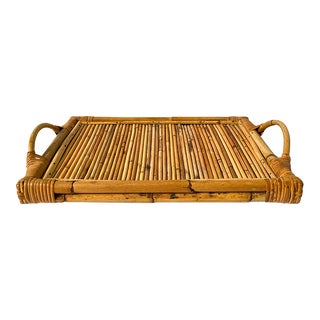 Vintage Palm Beach Bamboo and Rattan Serving Tray For Sale