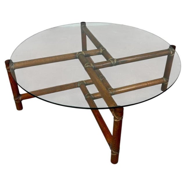 Bamboo and Leather Coffee Table by Frank Kaufeld for McGuire, 1960s For Sale - Image 10 of 10