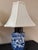 Blue and White Vintage Lamps With Asian Motifs, a Pair, Silk Shades For Sale - Image 4 of 10