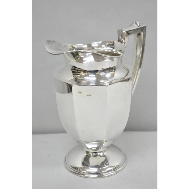 Vintage Art Deco Silver Plated Octagonal Faceted Water Pitcher by Homan Plate For Sale - Image 11 of 16