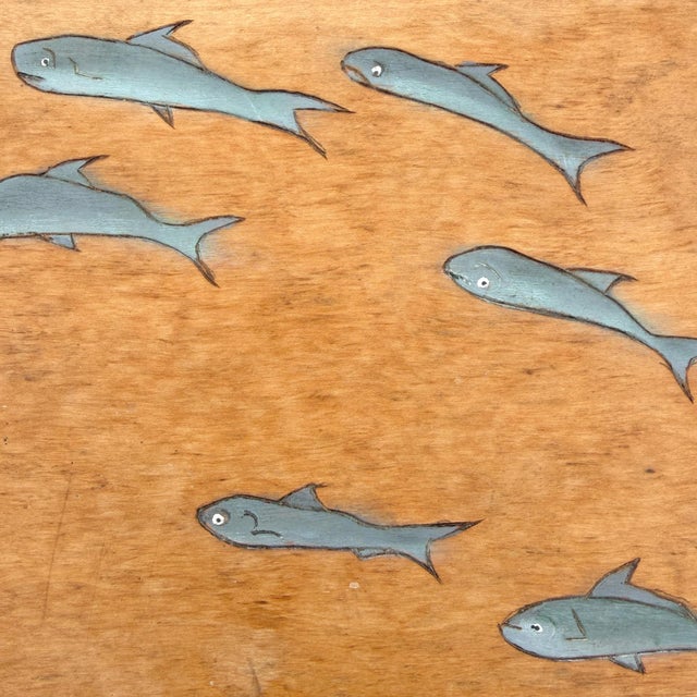 Vintage American Maple Bench With Carved and Painted Fish For Sale - Image 11 of 14