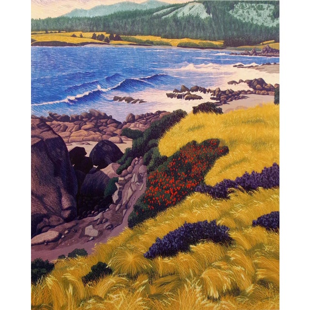 Unframed Limited Edition Reduction Woodcut Art Print on Paper. Hand signed by the artist in pencil. Paper Size: 34" x 28"....