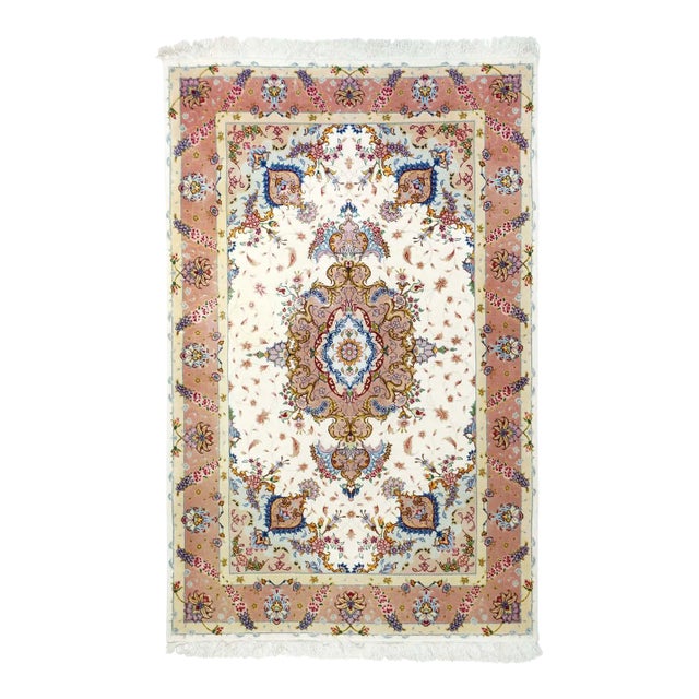 Extremely Fine Persian Tabriz Wool & Silk Rug 3'4'' X 5'2'' For Sale