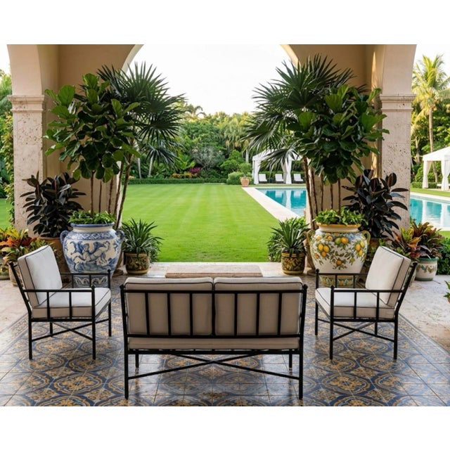 Charcoal Vintage Neoclassical Turkish Outdoor Lounge Set For Sale - Image 8 of 12