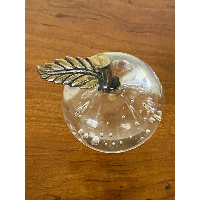 Shabby Chic 1960s Art Glass Apple With Bubbles Lamp Finial For Sale - Image 3 of 3