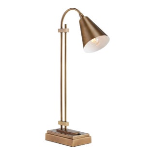 Currey & Company Symmetry Brass Desk Lamp For Sale