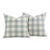 One Pair Custom Schumacher Camden Check Color Aqua Down and Feather Pillows With Self Welt and Invisible Zippers For Sale