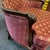 1940s Pair of Antique Mahogany Bergere Chairs Upholstered in Burgundy and Gold Silk For Sale - Image 5 of 7