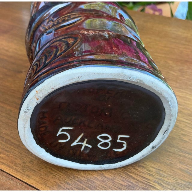 Coffee Vintage 1970s Hand-Glazed Ceramic Māori Tekoteko Decanter - New Zealand Mid-Century Barware Attributed to Orzel Pottery For Sale - Image 8 of 10