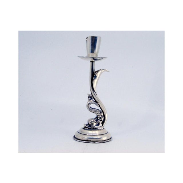 Mythological Figure Candlestick in Silver on Pearly Base, in Very Good conditions. Designed from 2000 This piece has an...