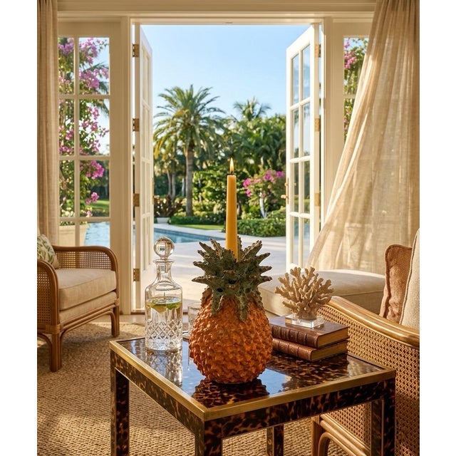 2000 - 2009 Vintage Italian Glazed Ceramic Pineapple Candleholder For Sale - Image 5 of 6