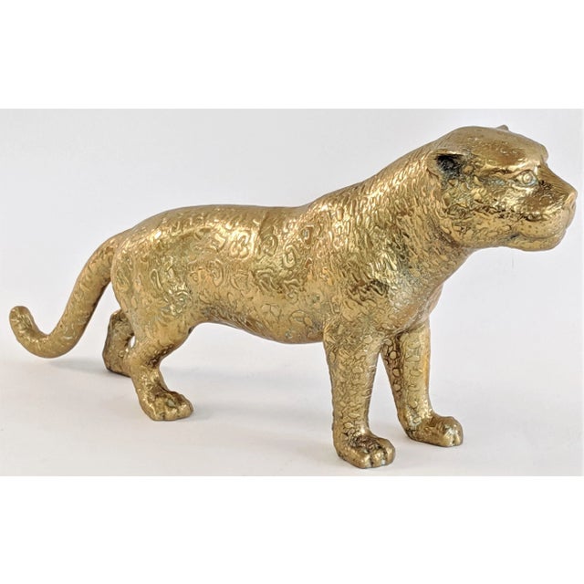 Figurative 1980s Solid Brass Leopard Sculpture For Sale - Image 3 of 12