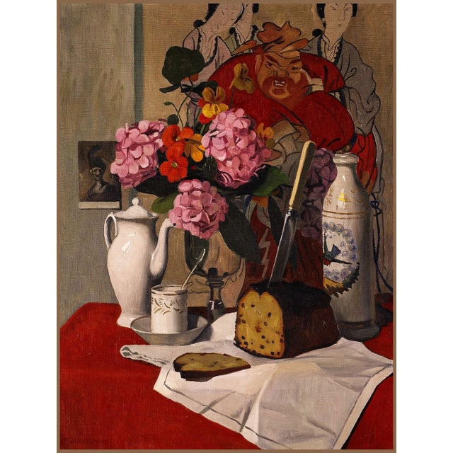 1925 Vintage Coffee Painting Art Print, Floral Still Life by Félix Vallotton - 10" X 13" For Sale