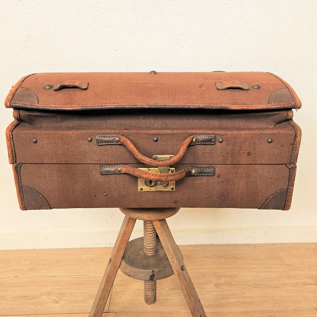 Antique Leather Car Travel Trunk, 1930s For Sale - Image 10 of 10