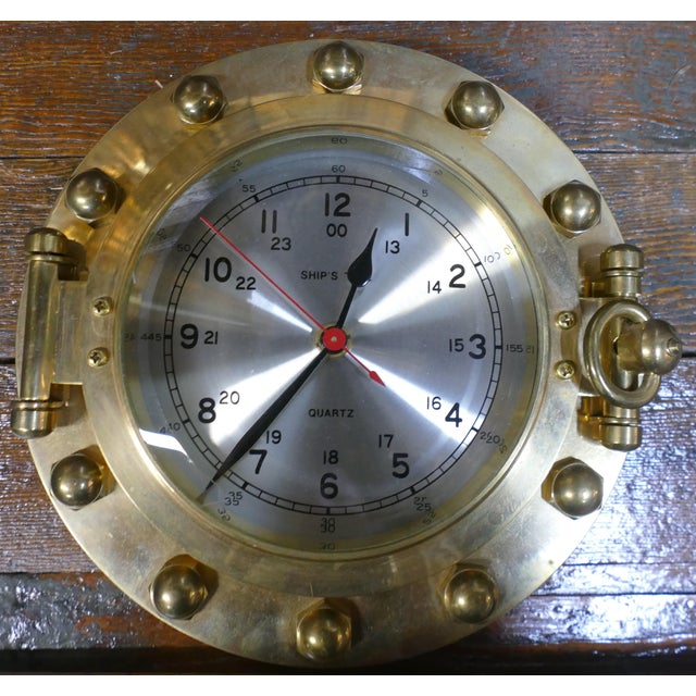Vintage Brass Ships Porthole Wall Clock | Chairish