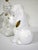 Set of 3 white ceramic home decor items with gold details, typical of vintage Italian style. The set includes 1 table lamp...