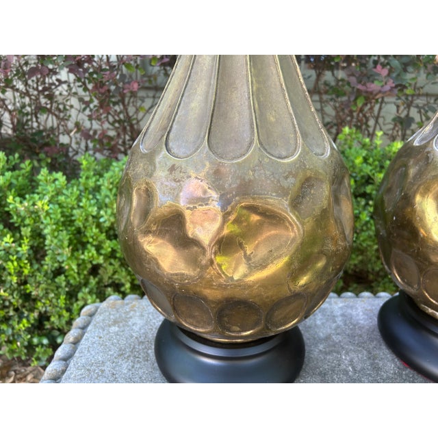 Brass Pair of Italian Modernist Brass Lamps For Sale - Image 8 of 11