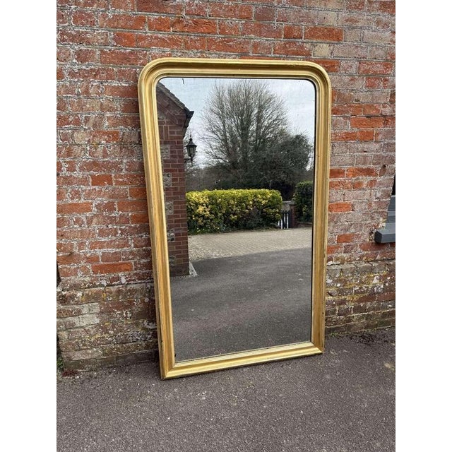 Glass Large 19th Century Antique French Arched Top Silver Mirror For Sale - Image 7 of 8