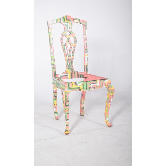 Portuguese Painted Chair by Francisco Camilo, 1950s For Sale - Image 6 of 9