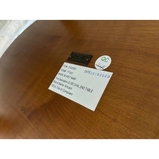 Vintage Kincaid Elise Glass Top Two Tier Oval Transitional Style Side Tables For Sale - Image 15 of 15