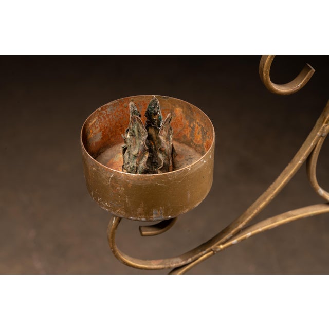 Mid 20th Century 5-Candle Wrought Iron Floor Candelabra For Sale - Image 10 of 11