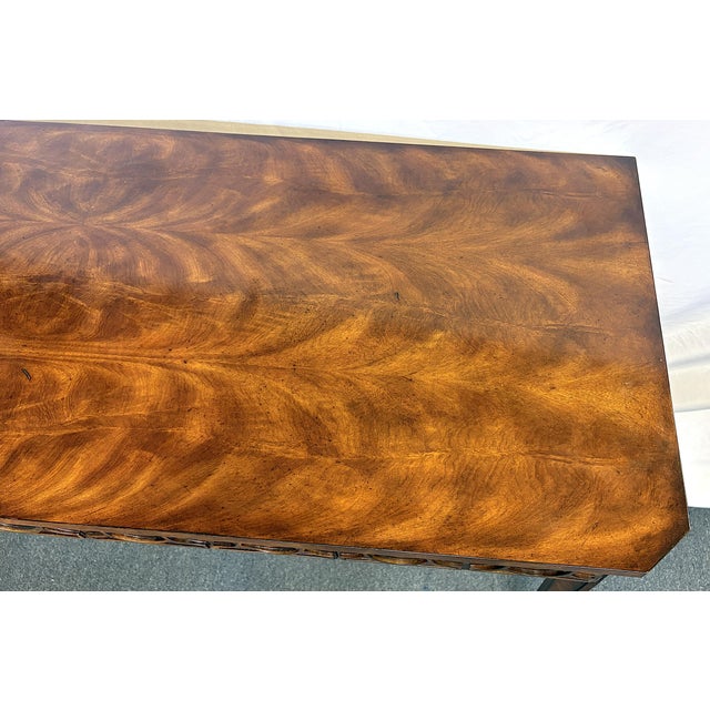 Theodore Alexander Mahogany Console Table With Center Drawer and Circular Pattern Apron For Sale - Image 10 of 17