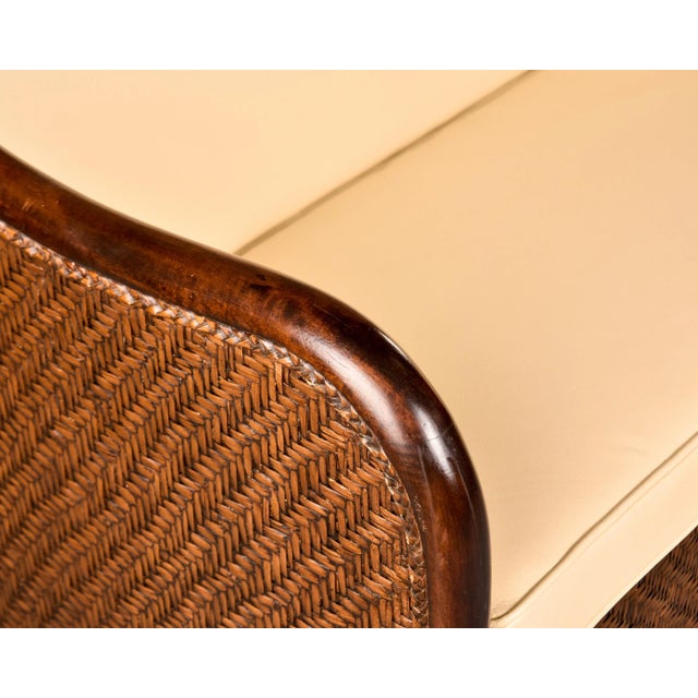 Art Deco Wicker Framed Settee With New Leather Upholstery For Sale - Image 12 of 12