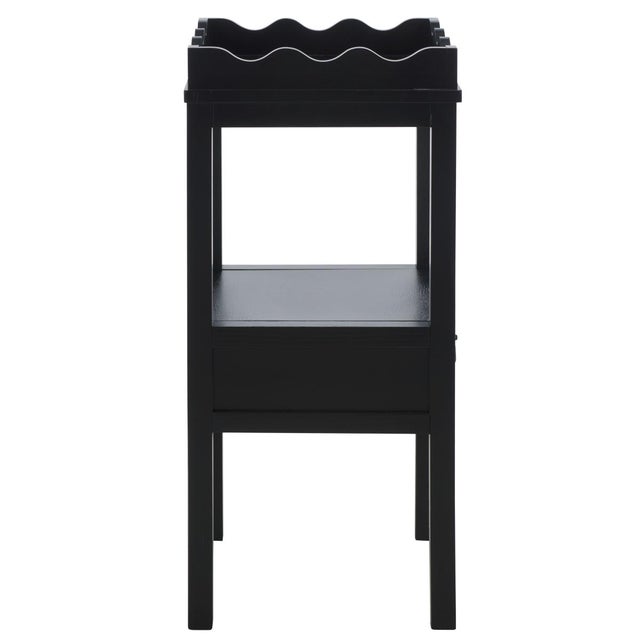 Black Darlyn Scalloped 1 Drawer Accent Table in Matte Black For Sale - Image 8 of 9
