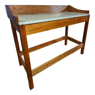 Handcrafted by Seller;: Solid Cherry Pastry Table Featuring Vintage Marble Top for Baker, Chef or Serious Cook's Personal Kichen For Sale