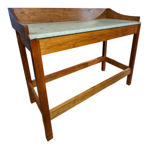 Handcrafted by Seller;: Solid Cherry Pastry Table Featuring Vintage Marble Top for Baker, Chef or Serious Cook's Personal Kichen