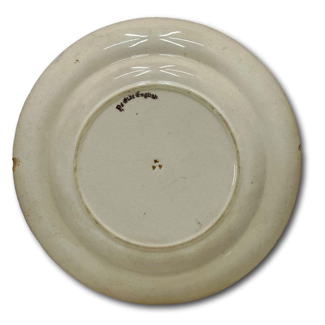 Set of 3 Antique Ye Olde English Staffordshire Pottery Rabbit Motto Plates - Wall Hanger Brackets Included For Sale - Image 16 of 18