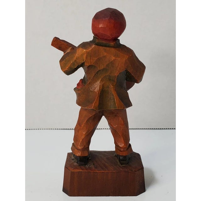 1950s 1954 Italian Anri Folk Art Guitar Player Wood Carving For Sale - Image 5 of 9