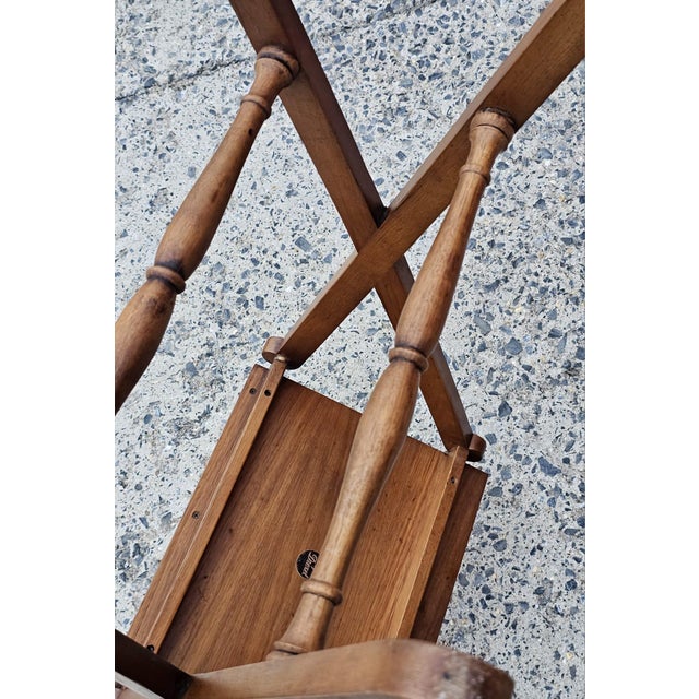 French Drexel Mid Century Distressed Walnut Lectern, Podium, X Side Book Stand or Music Stand For Sale - Image 3 of 8