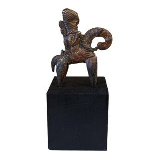 Vintage African Dogon Bronze Horseman Gold Weight Mali 4.75" H on Stand For Sale