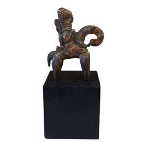 Vintage African Dogon Bronze Horseman Gold Weight Mali 4.75" H on Stand