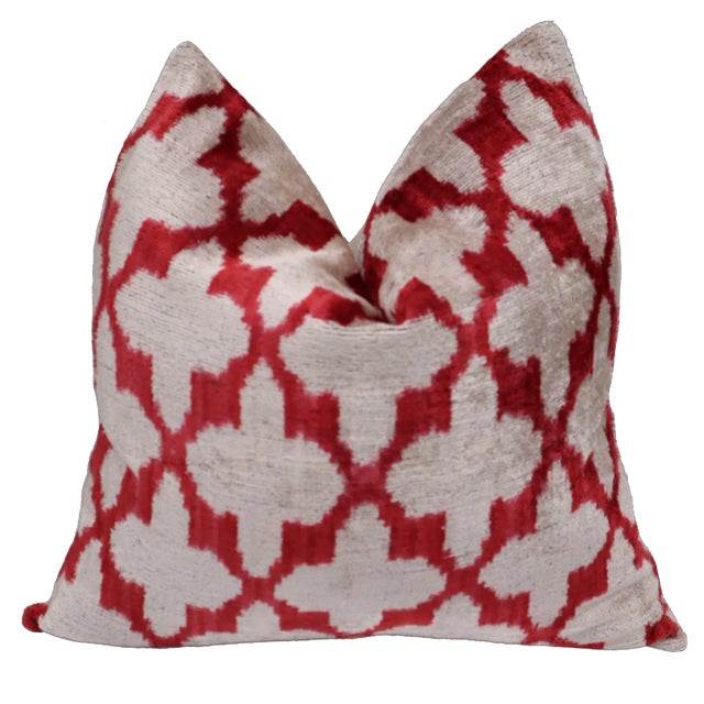 Contemporary Burgundr Color Handmade Velvet Pillow and Down Feather Insert For Sale - Image 12 of 12