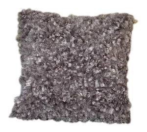 Mina Victory by Nourison Boa Shag Lurex Pewter Pillow